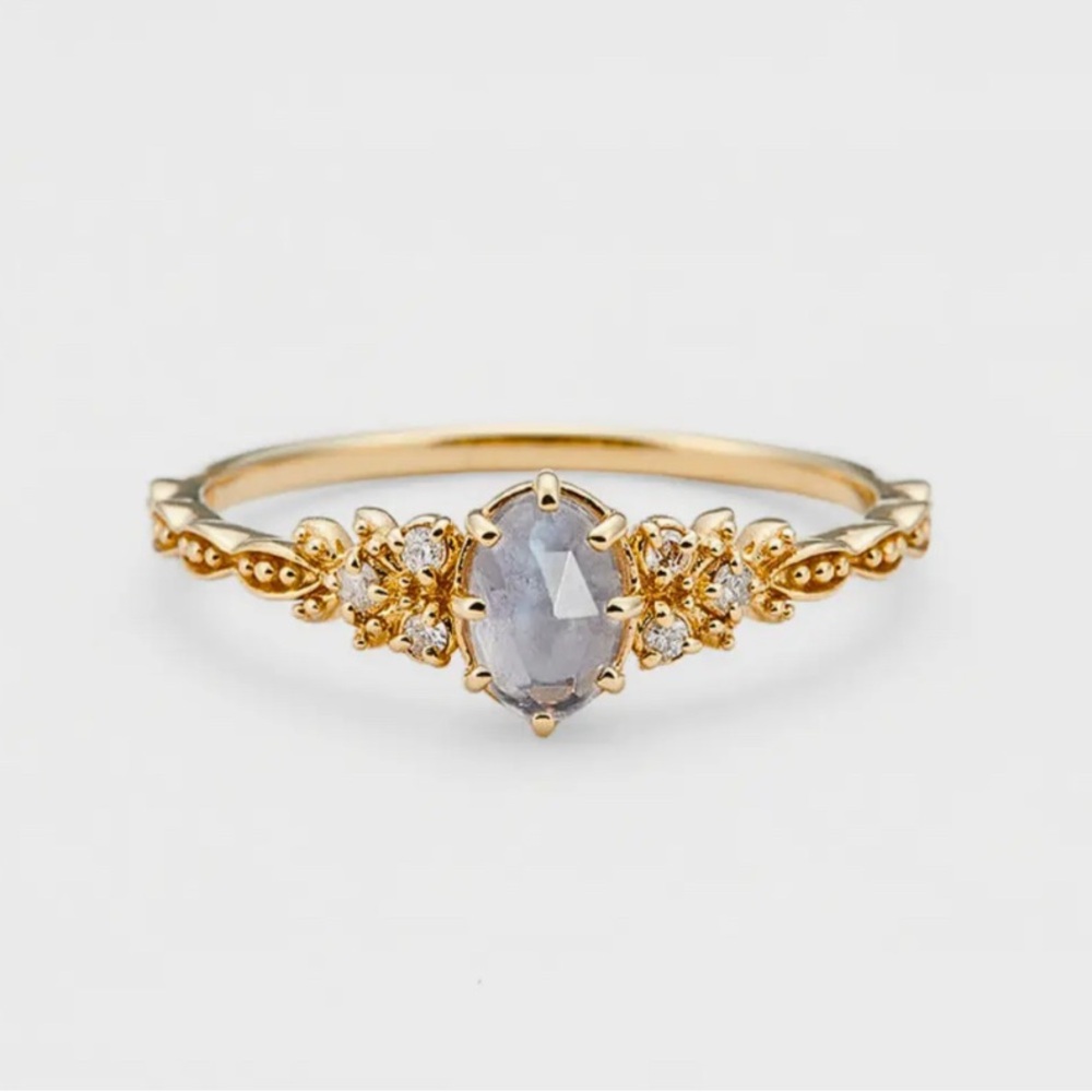 Labradorite Olive Tree Leaf Ring